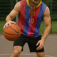 Custom Spain Football Sleeveless Hoodie Blaugrana Mosaic-Inspired Barcelona Architecture