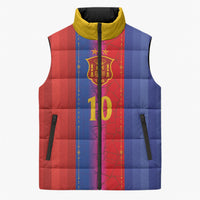Custom Spain Football Sleeveless Puffer Jacket Blaugrana Mosaic-Inspired Barcelona Architecture