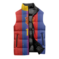 Custom Spain Football Sleeveless Puffer Jacket Blaugrana Mosaic-Inspired Barcelona Architecture