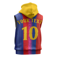 Custom Spain Football Sleeveless Zip Hoodie Blaugrana Mosaic-Inspired Barcelona Architecture