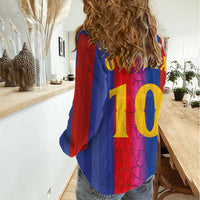 Custom Spain Football Women Casual Shirt Blaugrana Mosaic-Inspired Barcelona Architecture