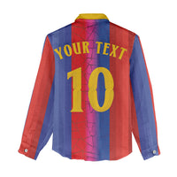 Custom Spain Football Women Casual Shirt Blaugrana Mosaic-Inspired Barcelona Architecture