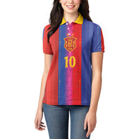 Custom Spain Football Women Polo Shirt Blaugrana Mosaic-Inspired Barcelona Architecture