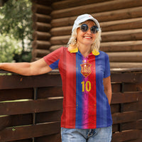 Custom Spain Football Women Polo Shirt Blaugrana Mosaic-Inspired Barcelona Architecture