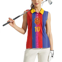 Custom Spain Football Women Sleeveless Polo Shirt Blaugrana Mosaic-Inspired Barcelona Architecture