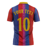 Custom Spain Football Zipper Polo Shirt Blaugrana Mosaic-Inspired Barcelona Architecture