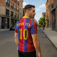 Custom Spain Football Zipper Polo Shirt Blaugrana Mosaic-Inspired Barcelona Architecture