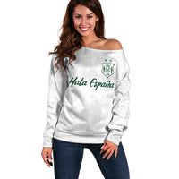 Custom Spain Football Off Shoulder Sweater Royal Madrid-Hala Espana