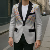 Custom Japan Football Blazer Traditional Japanese Waves Rainbow Sashiko Effect