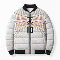 Custom Japan Football Bomber Puffer Jacket Traditional Japanese Waves Rainbow Sashiko Effect