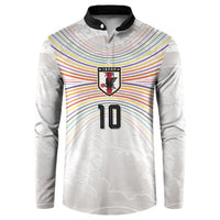 Custom Japan Football Button Sweatshirt Traditional Japanese Waves Rainbow Sashiko Effect