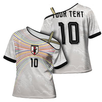 Custom Japan Football Cross Shoulder Shirt Traditional Japanese Waves Rainbow Sashiko Effect