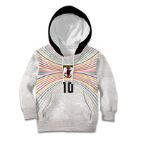 Custom Japan Football Kid Hoodie Traditional Japanese Waves Rainbow Sashiko Effect