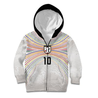 Custom Japan Football Kid Hoodie Traditional Japanese Waves Rainbow Sashiko Effect