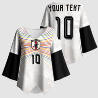 Custom Japan Football Kimono Sleeve Blouse Traditional Japanese Waves Rainbow Sashiko Effect