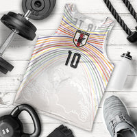 Custom Japan Football Men Tank Top Traditional Japanese Waves Rainbow Sashiko Effect