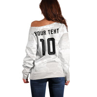 Custom Japan Football Off Shoulder Sweater Traditional Japanese Waves Rainbow Sashiko Effect