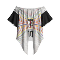Custom Japan Football Off Shoulder Wrap Waist Top Traditional Japanese Waves Rainbow Sashiko Effect