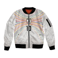 Custom Japan Football Sleeve Zip Bomber Jacket Traditional Japanese Waves Rainbow Sashiko Effect
