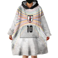 Custom Japan Football Wearable Blanket Hoodie Traditional Japanese Waves Rainbow Sashiko Effect
