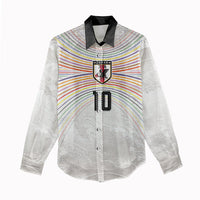 Custom Japan Football Women Casual Shirt Traditional Japanese Waves Rainbow Sashiko Effect
