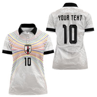 Custom Japan Football Women Polo Shirt Traditional Japanese Waves Rainbow Sashiko Effect