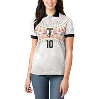 Custom Japan Football Women Polo Shirt Traditional Japanese Waves Rainbow Sashiko Effect
