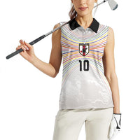 Custom Japan Football Women Sleeveless Polo Shirt Traditional Japanese Waves Rainbow Sashiko Effect