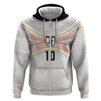 Custom Japan Football Zip Hoodie Traditional Japanese Waves Rainbow Sashiko Effect