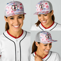 Japan Football Baseball Net Cap Cherry Blossom Floral Mount Fuji with Asian Dragon Graphic
