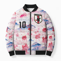 Custom Japan Football Bomber Puffer Jacket Cherry Blossom Mount Fuji Asian Dragon Graphic