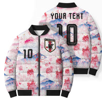 Custom Japan Football Bomber Puffer Jacket Cherry Blossom Mount Fuji Asian Dragon Graphic
