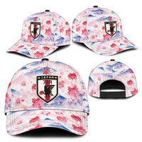 Japan Football Classic Cap Cherry Blossom Floral Mount Fuji with Asian Dragon Graphic