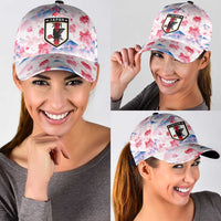 Japan Football Classic Cap Cherry Blossom Floral Mount Fuji with Asian Dragon Graphic