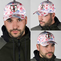 Japan Football Classic Cap Cherry Blossom Floral Mount Fuji with Asian Dragon Graphic