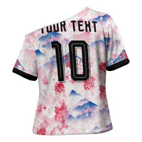 Custom Japan Football Cross Shoulder Shirt Cherry Blossom Mount Fuji Asian Dragon Graphic