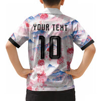 Custom Japan Football Hawaiian Shirt Cherry Blossom Mount Fuji Asian Dragon Graphic