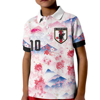 Custom Japan Football Kid Polo Shirt Cherry Blossom Mount Fuji Asian Dragon Graphic