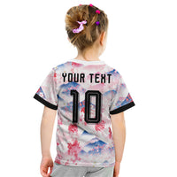 Custom Japan Football Kid T Shirt Cherry Blossom Mount Fuji Asian Dragon Graphic
