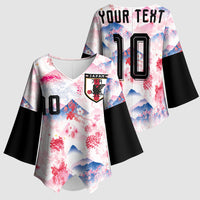 Custom Japan Football Kimono Sleeve Blouse Cherry Blossom Mount Fuji Asian Dragon Graphic