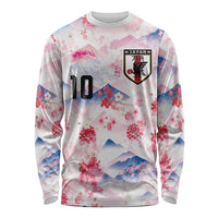 Custom Japan Football Long Sleeve Shirt Cherry Blossom Mount Fuji Asian Dragon Graphic