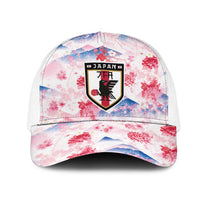 Japan Football Mesh Trucker Cap Cherry Blossom Floral Mount Fuji with Asian Dragon Graphic