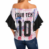 Custom Japan Football Off Shoulder Wrap Waist Top Cherry Blossom Mount Fuji Asian Dragon Graphic