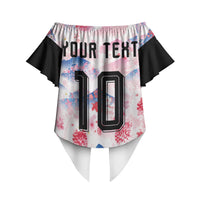 Custom Japan Football Off Shoulder Wrap Waist Top Cherry Blossom Mount Fuji Asian Dragon Graphic