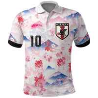 Custom Japan Football Polo Shirt Cherry Blossom Mount Fuji Asian Dragon Graphic