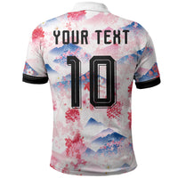 Custom Japan Football Polo Shirt Cherry Blossom Mount Fuji Asian Dragon Graphic