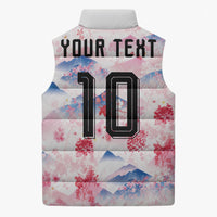 Custom Japan Football Sleeveless Puffer Jacket Cherry Blossom Mount Fuji Asian Dragon Graphic