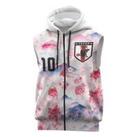 Custom Japan Football Sleeveless Zip Hoodie Cherry Blossom Mount Fuji Asian Dragon Graphic