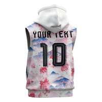 Custom Japan Football Sleeveless Zip Hoodie Cherry Blossom Mount Fuji Asian Dragon Graphic