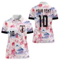 Custom Japan Football Women Polo Shirt Cherry Blossom Mount Fuji Asian Dragon Graphic